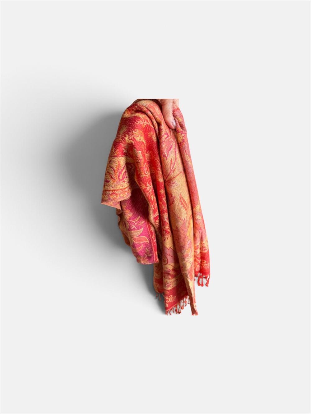 Elegant Red-Orange Paisley Women's Scarf